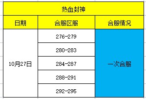 《热血封神》10月27日合服公告